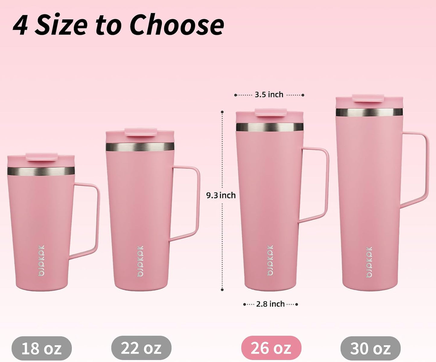 26oz Insulated Tumbler with Handle, Lid & Straw, Stainless Steel | Double Wall Vacuum Insulated Coffee Travel Mug - Keeps Cold & Hot, BPA Free, Cupholder Fit for Office, Gym & Travel