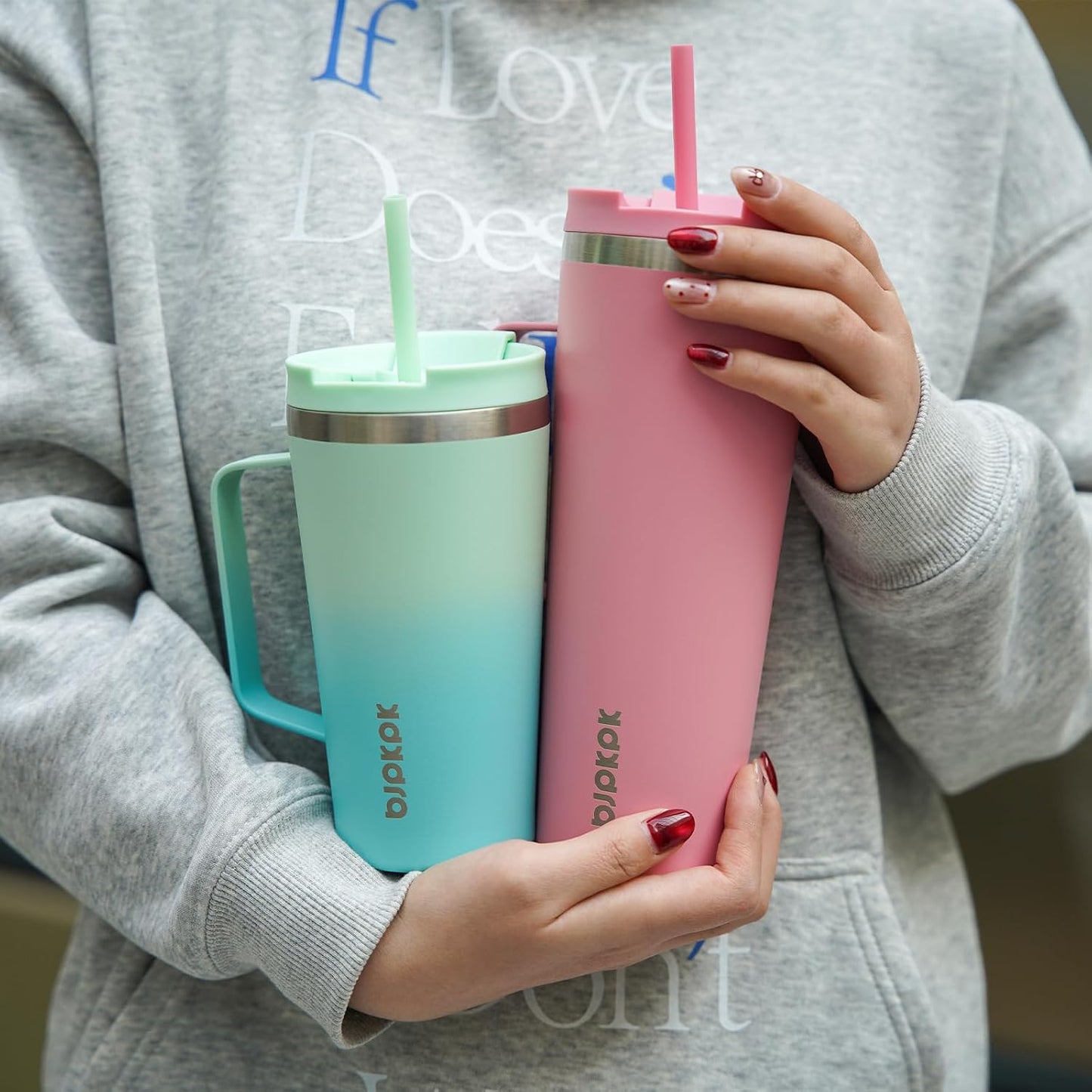 26oz Insulated Tumbler with Handle, Lid & Straw, Stainless Steel | Double Wall Vacuum Insulated Coffee Travel Mug - Keeps Cold & Hot, BPA Free, Cupholder Fit for Office, Gym & Travel