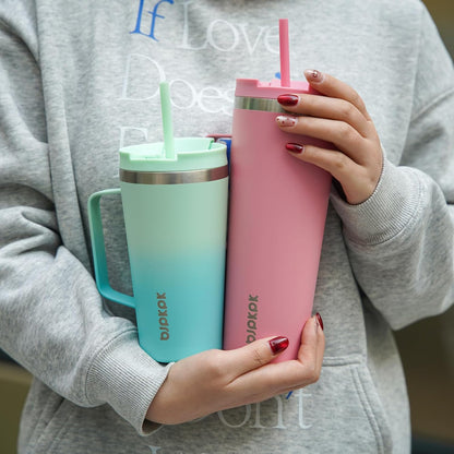 26oz Insulated Tumbler with Handle, Lid & Straw, Stainless Steel | Double Wall Vacuum Insulated Coffee Travel Mug - Keeps Cold & Hot, BPA Free, Cupholder Fit for Office, Gym & Travel