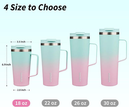 26oz Insulated Tumbler with Handle, Lid & Straw, Stainless Steel | Double Wall Vacuum Insulated Coffee Travel Mug - Keeps Cold & Hot, BPA Free, Cupholder Fit for Office, Gym & Travel