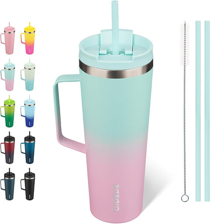 26oz Insulated Tumbler with Handle, Lid & Straw, Stainless Steel | Double Wall Vacuum Insulated Coffee Travel Mug - Keeps Cold & Hot, BPA Free, Cupholder Fit for Office, Gym & Travel