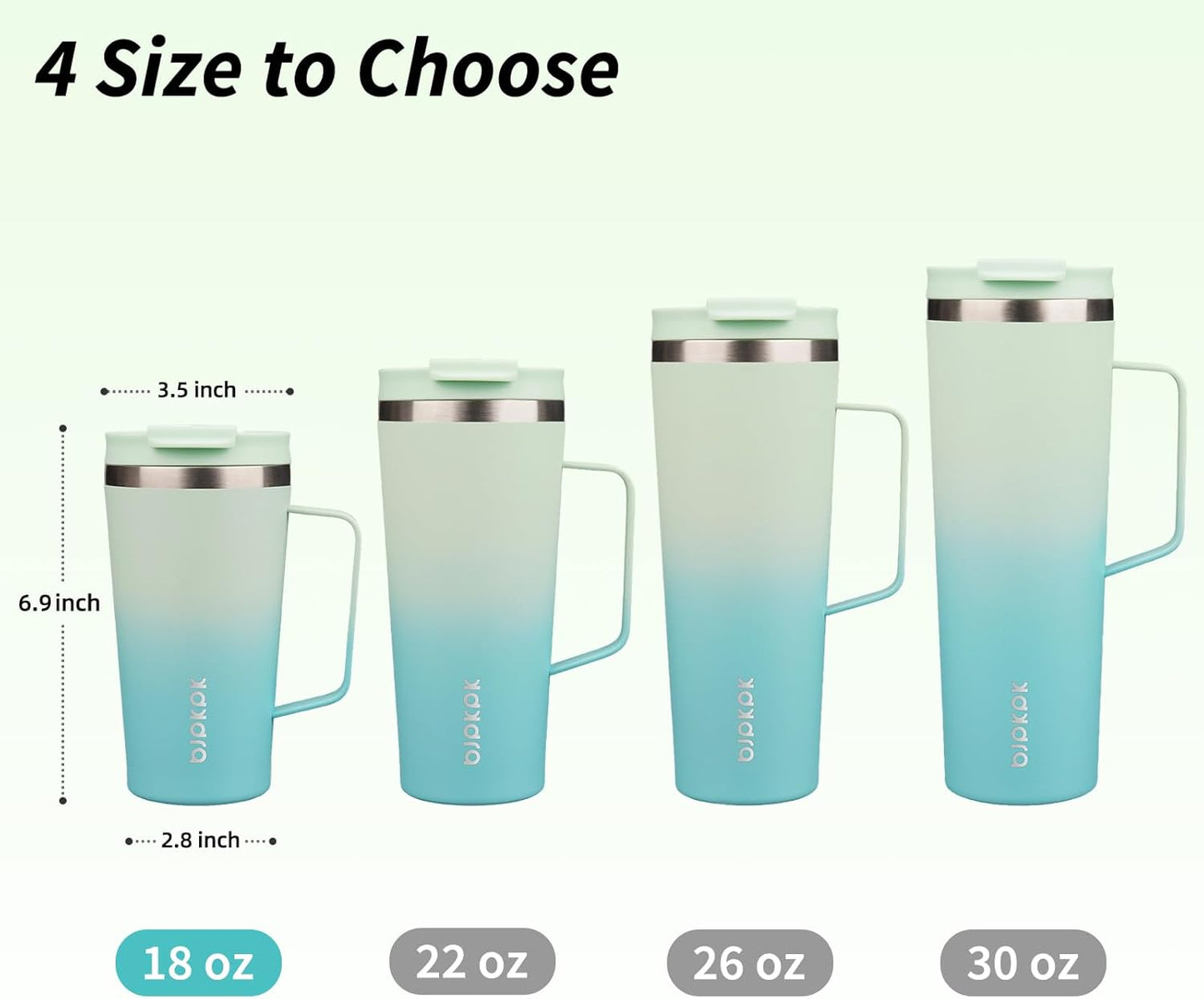 26oz Insulated Tumbler with Handle, Lid & Straw, Stainless Steel | Double Wall Vacuum Insulated Coffee Travel Mug - Keeps Cold & Hot, BPA Free, Cupholder Fit for Office, Gym & Travel