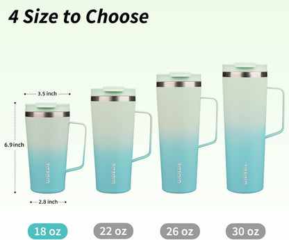 26oz Insulated Tumbler with Handle, Lid & Straw, Stainless Steel | Double Wall Vacuum Insulated Coffee Travel Mug - Keeps Cold & Hot, BPA Free, Cupholder Fit for Office, Gym & Travel