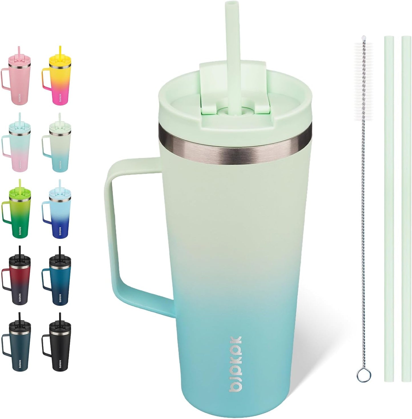 26oz Insulated Tumbler with Handle, Lid & Straw, Stainless Steel | Double Wall Vacuum Insulated Coffee Travel Mug - Keeps Cold & Hot, BPA Free, Cupholder Fit for Office, Gym & Travel
