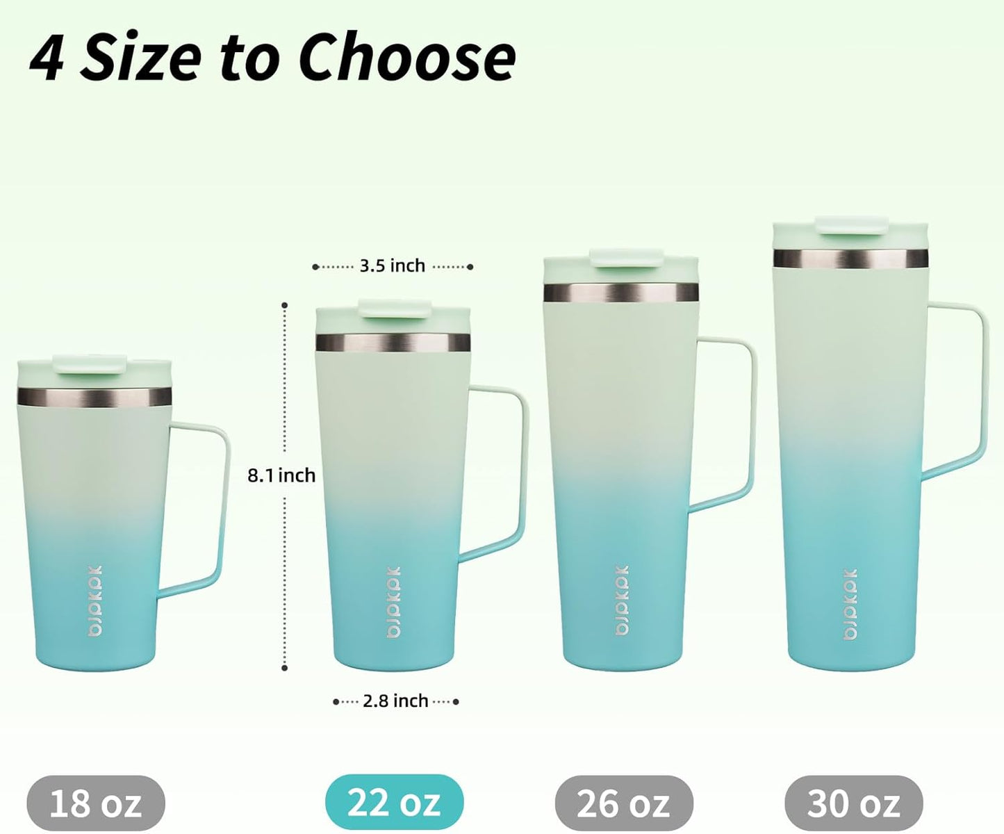 26oz Insulated Tumbler with Handle, Lid & Straw, Stainless Steel | Double Wall Vacuum Insulated Coffee Travel Mug - Keeps Cold & Hot, BPA Free, Cupholder Fit for Office, Gym & Travel