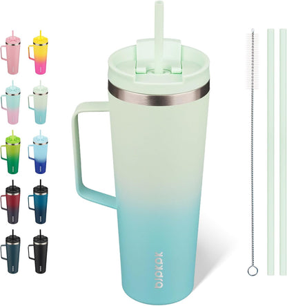 26oz Insulated Tumbler with Handle, Lid & Straw, Stainless Steel | Double Wall Vacuum Insulated Coffee Travel Mug - Keeps Cold & Hot, BPA Free, Cupholder Fit for Office, Gym & Travel