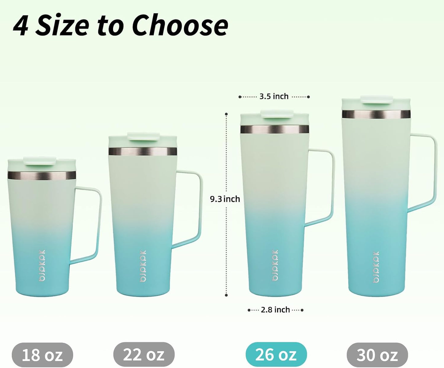 26oz Insulated Tumbler with Handle, Lid & Straw, Stainless Steel | Double Wall Vacuum Insulated Coffee Travel Mug - Keeps Cold & Hot, BPA Free, Cupholder Fit for Office, Gym & Travel