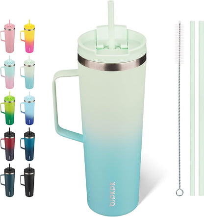 26oz Insulated Tumbler with Handle, Lid & Straw, Stainless Steel | Double Wall Vacuum Insulated Coffee Travel Mug - Keeps Cold & Hot, BPA Free, Cupholder Fit for Office, Gym & Travel
