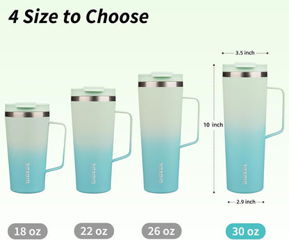 26oz Insulated Tumbler with Handle, Lid & Straw, Stainless Steel | Double Wall Vacuum Insulated Coffee Travel Mug - Keeps Cold & Hot, BPA Free, Cupholder Fit for Office, Gym & Travel