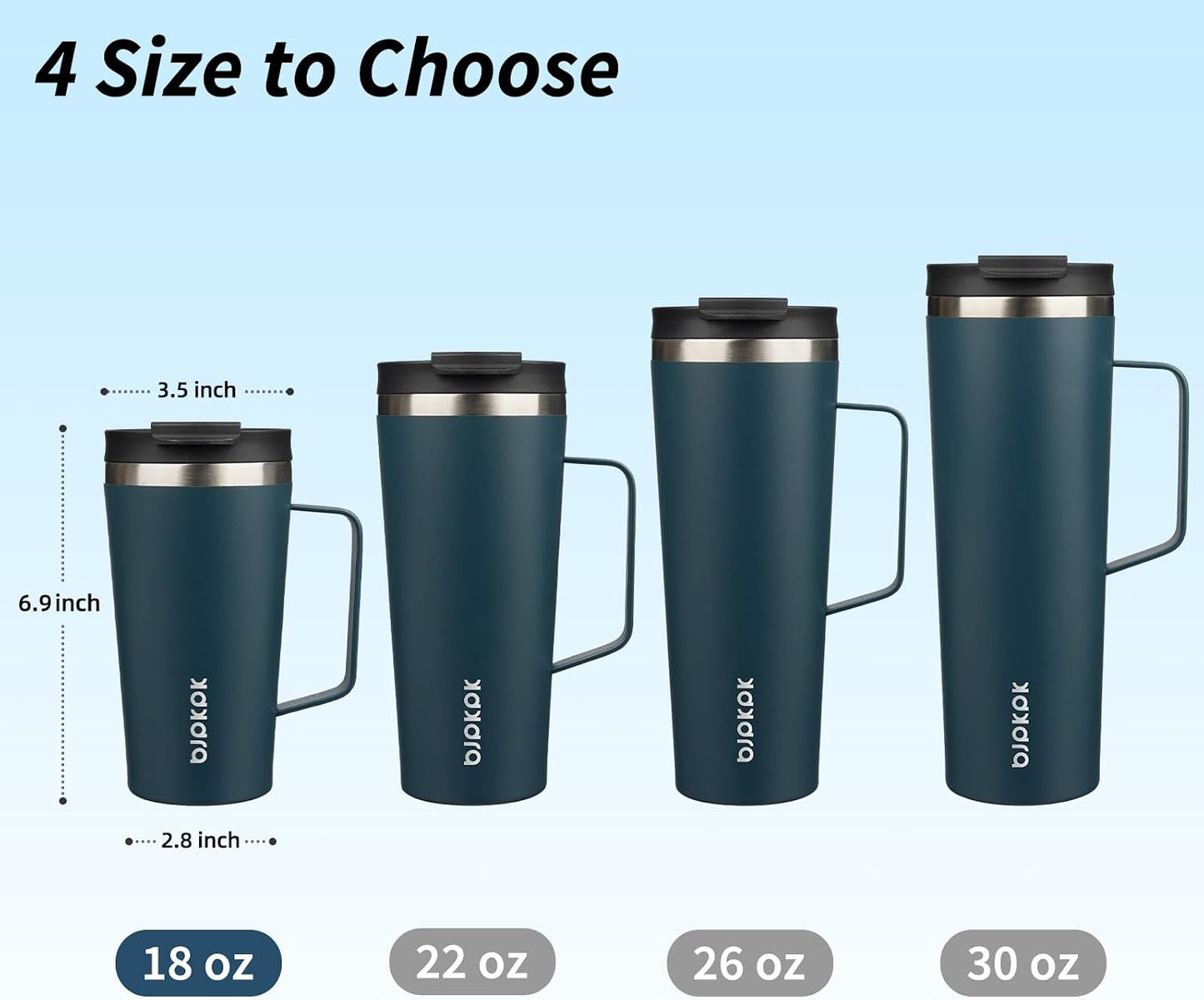 26oz Insulated Tumbler with Handle, Lid & Straw, Stainless Steel | Double Wall Vacuum Insulated Coffee Travel Mug - Keeps Cold & Hot, BPA Free, Cupholder Fit for Office, Gym & Travel