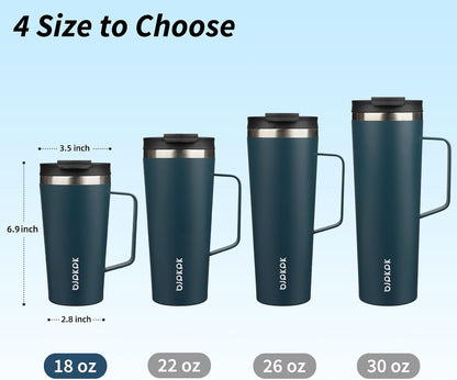 26oz Insulated Tumbler with Handle, Lid & Straw, Stainless Steel | Double Wall Vacuum Insulated Coffee Travel Mug - Keeps Cold & Hot, BPA Free, Cupholder Fit for Office, Gym & Travel