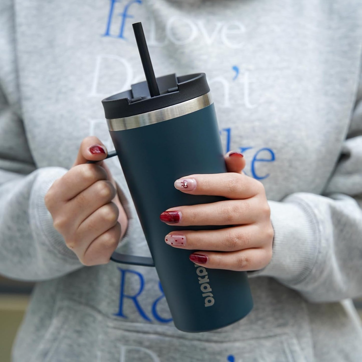26oz Insulated Tumbler with Handle, Lid & Straw, Stainless Steel | Double Wall Vacuum Insulated Coffee Travel Mug - Keeps Cold & Hot, BPA Free, Cupholder Fit for Office, Gym & Travel