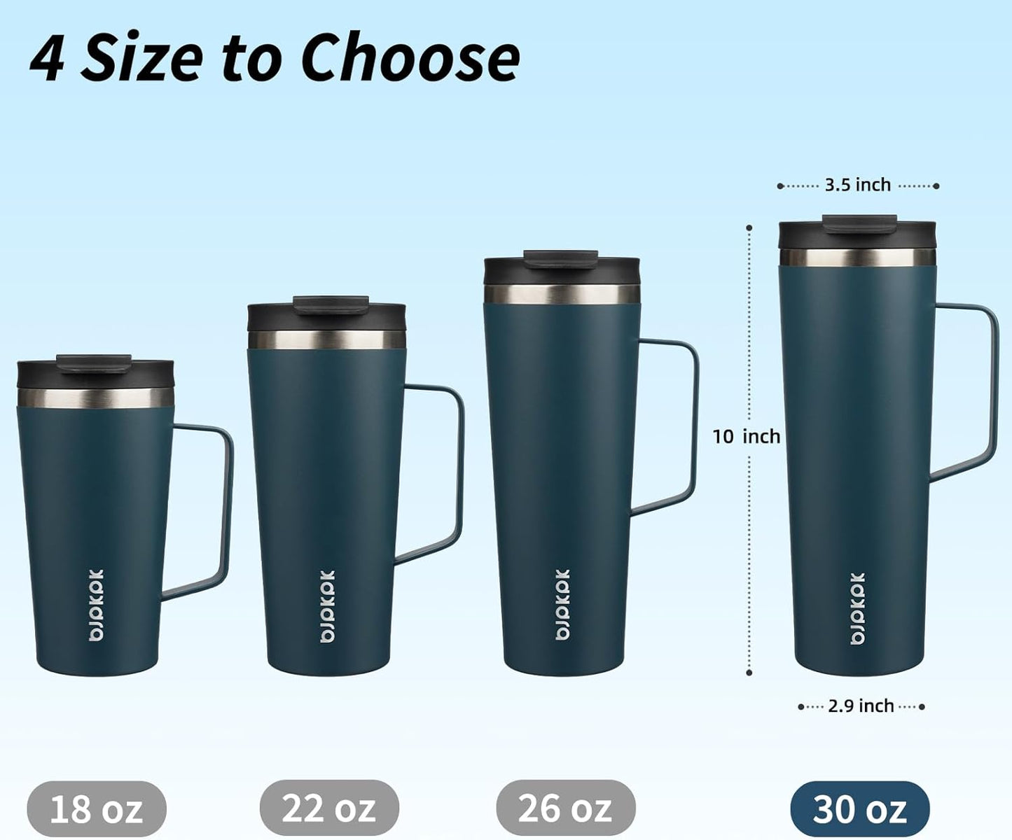26oz Insulated Tumbler with Handle, Lid & Straw, Stainless Steel | Double Wall Vacuum Insulated Coffee Travel Mug - Keeps Cold & Hot, BPA Free, Cupholder Fit for Office, Gym & Travel