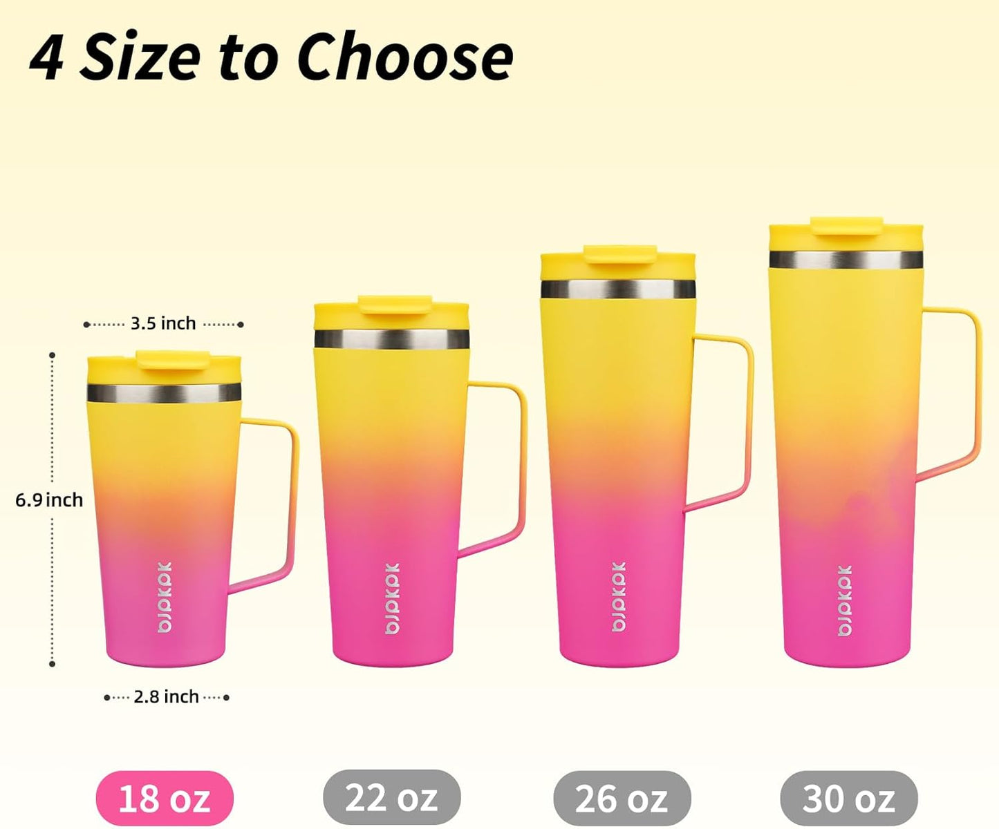 26oz Insulated Tumbler with Handle, Lid & Straw, Stainless Steel | Double Wall Vacuum Insulated Coffee Travel Mug - Keeps Cold & Hot, BPA Free, Cupholder Fit for Office, Gym & Travel