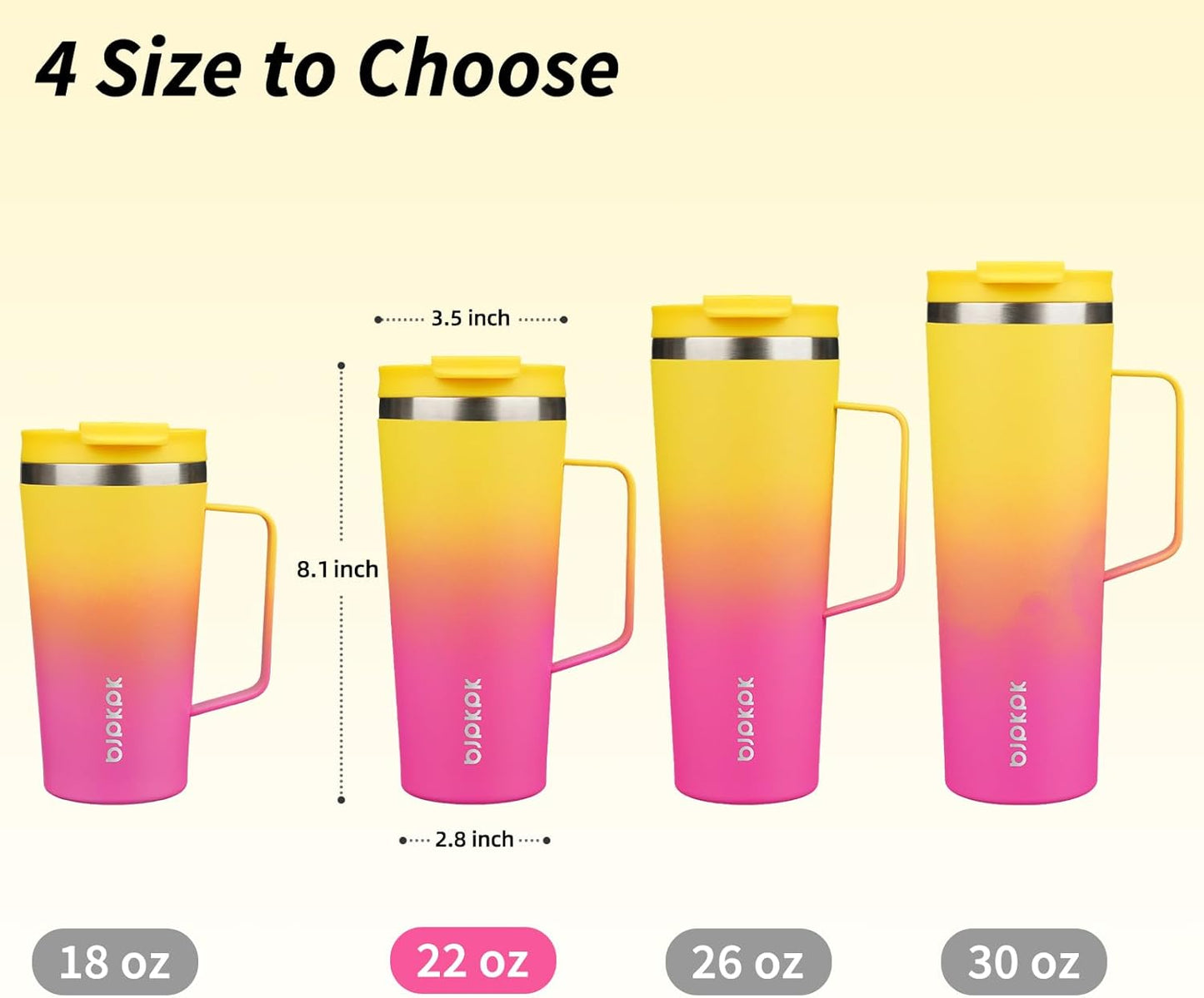 26oz Insulated Tumbler with Handle, Lid & Straw, Stainless Steel | Double Wall Vacuum Insulated Coffee Travel Mug - Keeps Cold & Hot, BPA Free, Cupholder Fit for Office, Gym & Travel