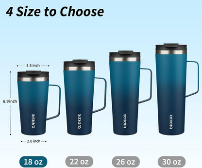 26oz Insulated Tumbler with Handle, Lid & Straw, Stainless Steel | Double Wall Vacuum Insulated Coffee Travel Mug - Keeps Cold & Hot, BPA Free, Cupholder Fit for Office, Gym & Travel