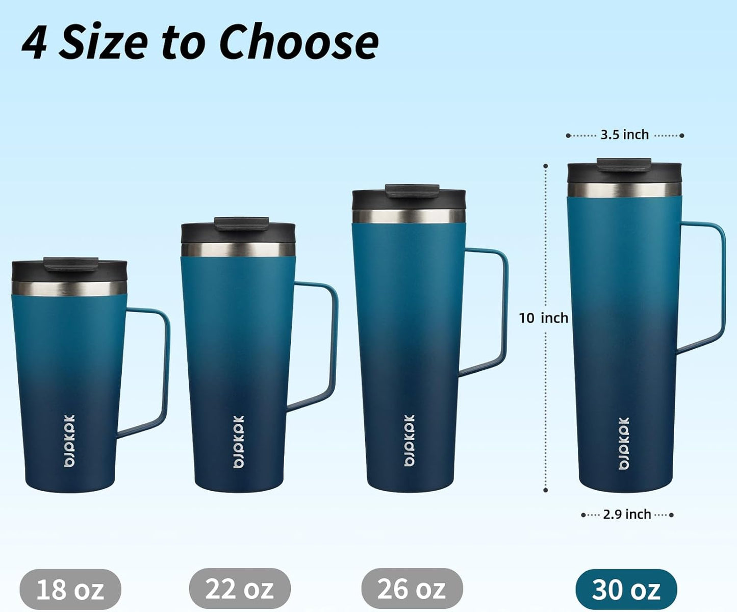 26oz Insulated Tumbler with Handle, Lid & Straw, Stainless Steel | Double Wall Vacuum Insulated Coffee Travel Mug - Keeps Cold & Hot, BPA Free, Cupholder Fit for Office, Gym & Travel