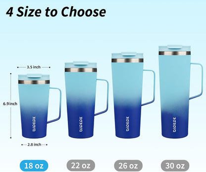 26oz Insulated Tumbler with Handle, Lid & Straw, Stainless Steel | Double Wall Vacuum Insulated Coffee Travel Mug - Keeps Cold & Hot, BPA Free, Cupholder Fit for Office, Gym & Travel