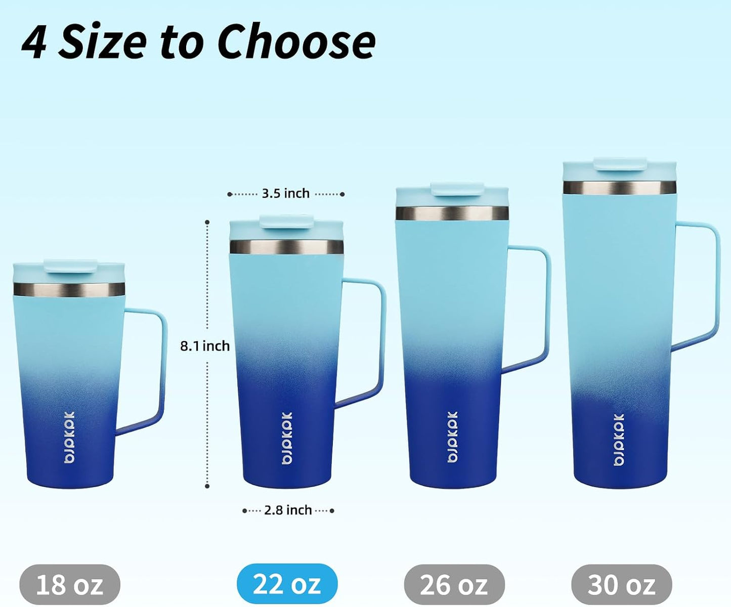 26oz Insulated Tumbler with Handle, Lid & Straw, Stainless Steel | Double Wall Vacuum Insulated Coffee Travel Mug - Keeps Cold & Hot, BPA Free, Cupholder Fit for Office, Gym & Travel