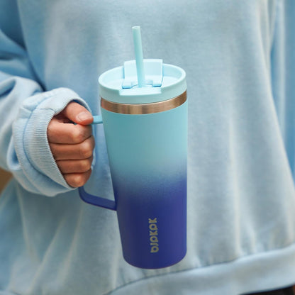 26oz Insulated Tumbler with Handle, Lid & Straw, Stainless Steel | Double Wall Vacuum Insulated Coffee Travel Mug - Keeps Cold & Hot, BPA Free, Cupholder Fit for Office, Gym & Travel