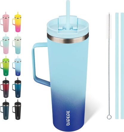 26oz Insulated Tumbler with Handle, Lid & Straw, Stainless Steel | Double Wall Vacuum Insulated Coffee Travel Mug - Keeps Cold & Hot, BPA Free, Cupholder Fit for Office, Gym & Travel