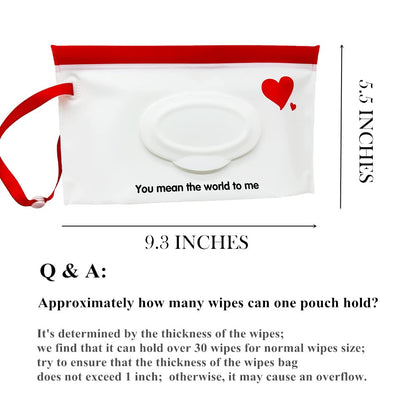 Baby Portable Wipe Dispenser, Reusable & Refillable Wet Wipe Pouch with Wrist Straps, Travel Wipes Holder & Case, Lightweight Flushable Diaper Wipes Container (Heart Pattern)