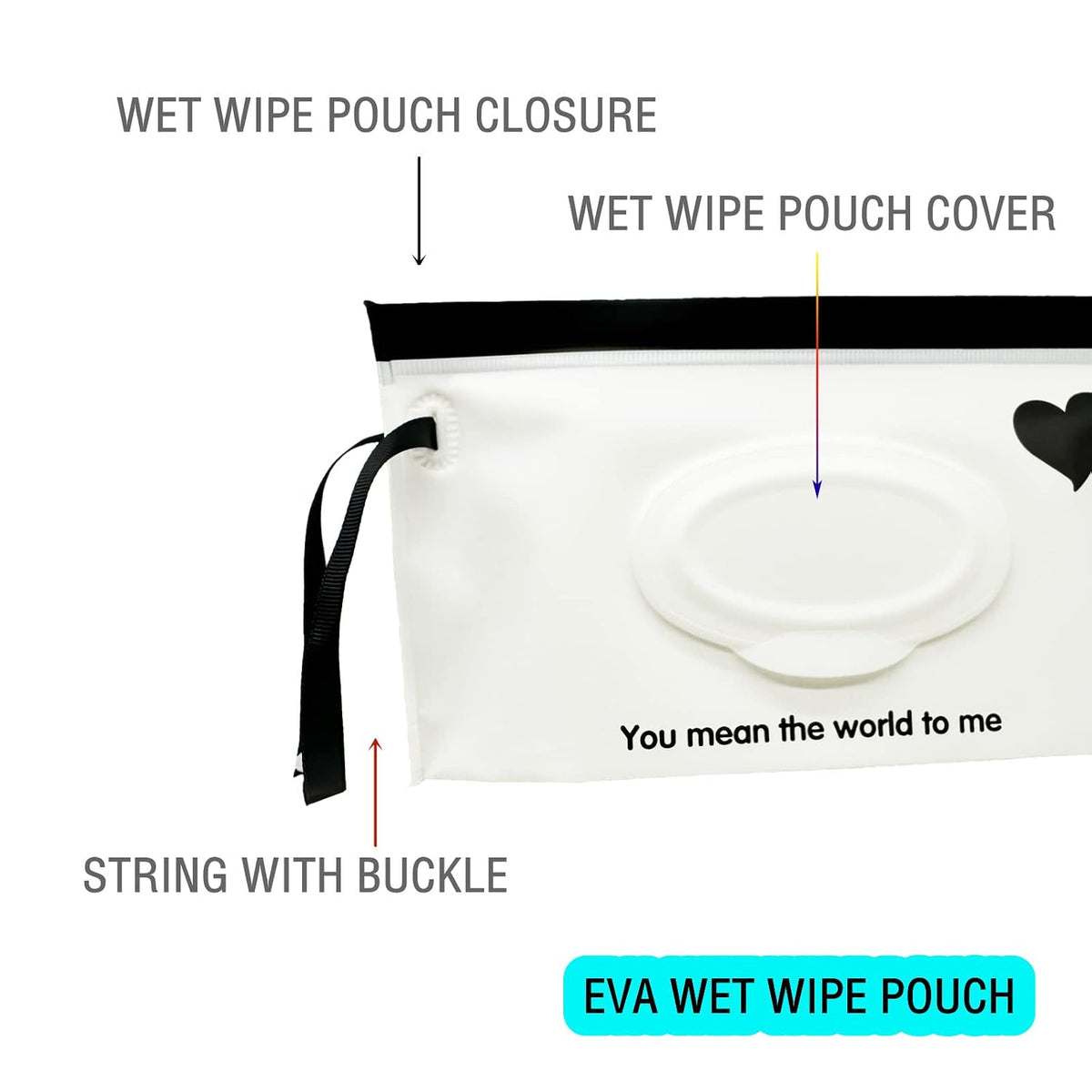 Baby Portable Wipe Dispenser, Reusable & Refillable Wet Wipe Pouch with Wrist Straps, Travel Wipes Holder & Case, Lightweight Flushable Diaper Wipes Container (Heart Pattern)