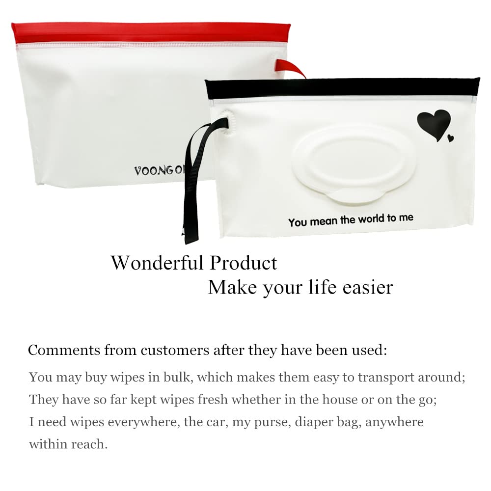 Baby Portable Wipe Dispenser, Reusable & Refillable Wet Wipe Pouch with Wrist Straps, Travel Wipes Holder & Case, Lightweight Flushable Diaper Wipes Container (Heart Pattern)