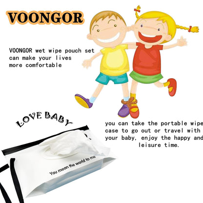 Baby Portable Wipe Dispenser, Reusable & Refillable Wet Wipe Pouch with Wrist Straps, Travel Wipes Holder & Case, Lightweight Flushable Diaper Wipes Container (Heart Pattern)
