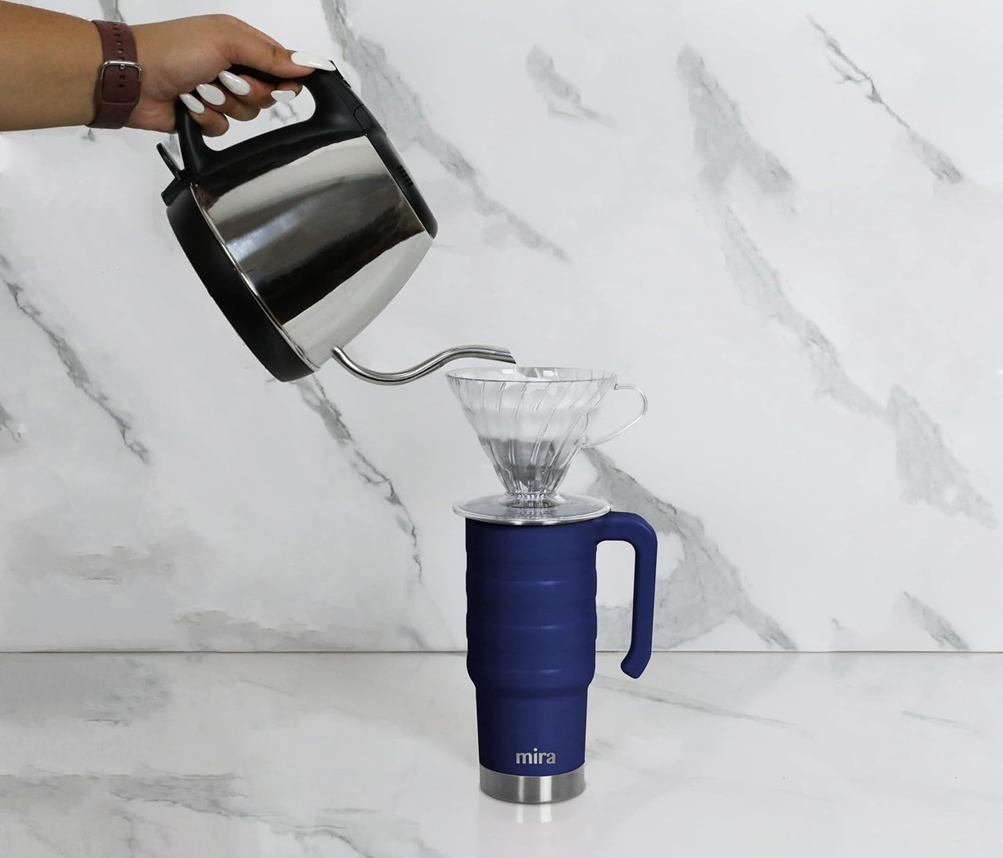 24 oz Insulated Travel Mug - Stainless Steel Coffee Cup with Spill-Proof Flip Lid & Handle - Hot/Cold Car Tumbler - Punch