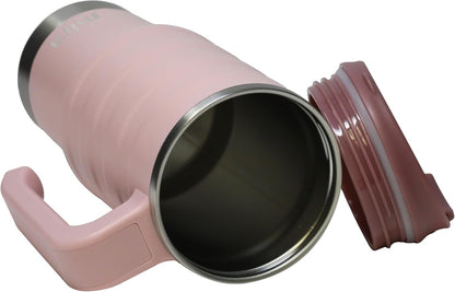 24 oz Insulated Travel Mug - Stainless Steel Coffee Cup with Spill-Proof Flip Lid & Handle - Hot/Cold Car Tumbler - Punch