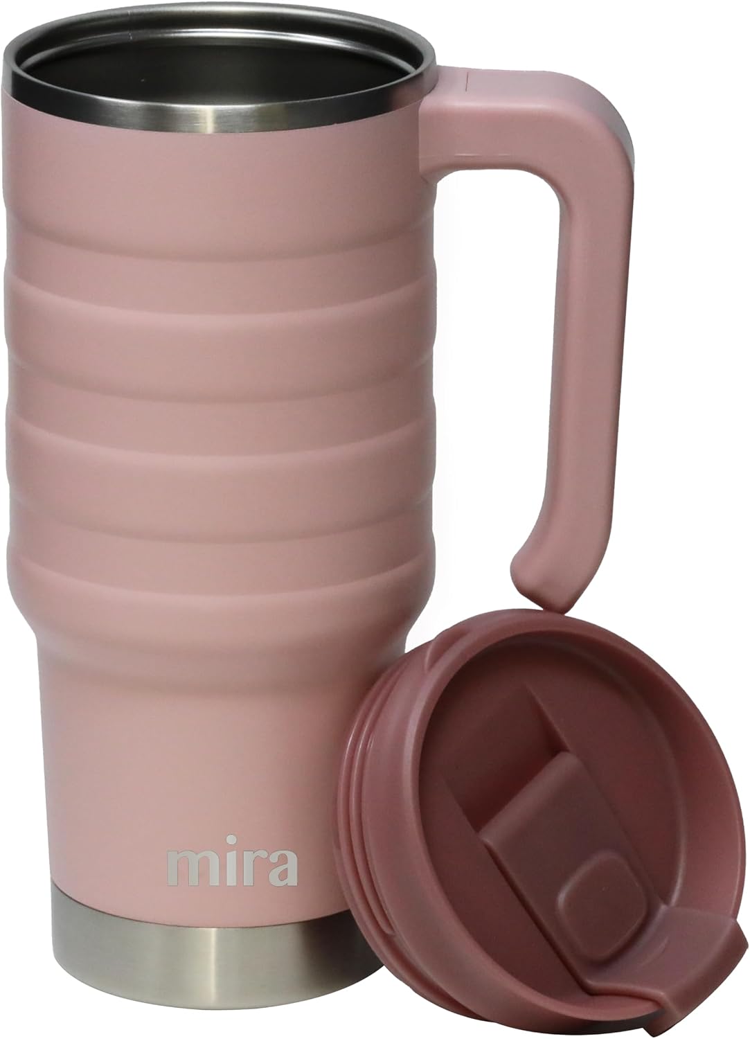 24 oz Insulated Travel Mug - Stainless Steel Coffee Cup with Spill-Proof Flip Lid & Handle - Hot/Cold Car Tumbler - Punch