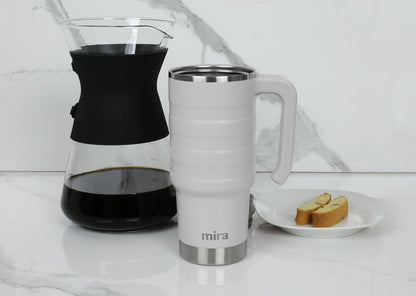 24 oz Insulated Travel Mug - Stainless Steel Coffee Cup with Spill-Proof Flip Lid & Handle - Hot/Cold Car Tumbler - Punch