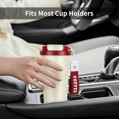 Black Insulated 316 Coffee Travel Mug Stainless Water Bottle 18oz | Versatile 2-in-1 Design,With Straw And Flip Lid With Carrying Rope,Large Capacity ,For Office School, Party ,Camping.