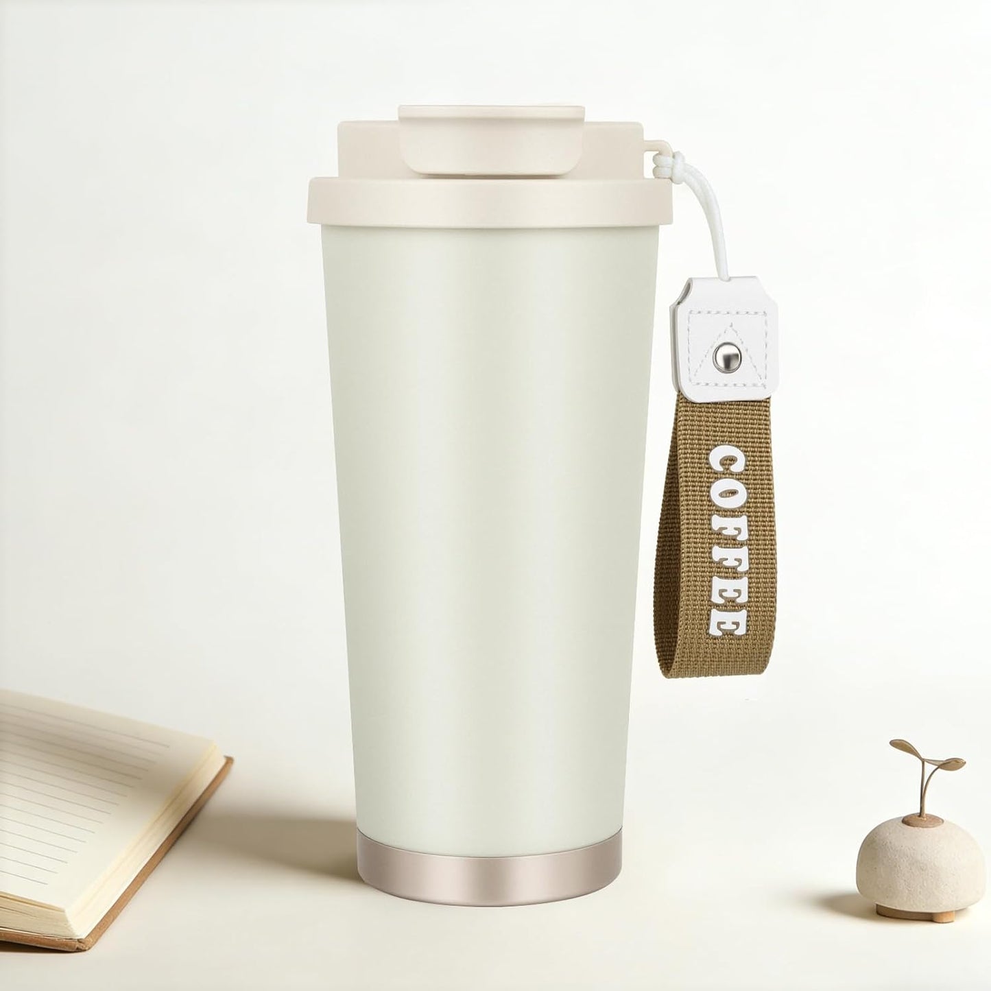 Black Insulated 316 Coffee Travel Mug Stainless Water Bottle 18oz | Versatile 2-in-1 Design,With Straw And Flip Lid With Carrying Rope,Large Capacity ,For Office School, Party ,Camping.