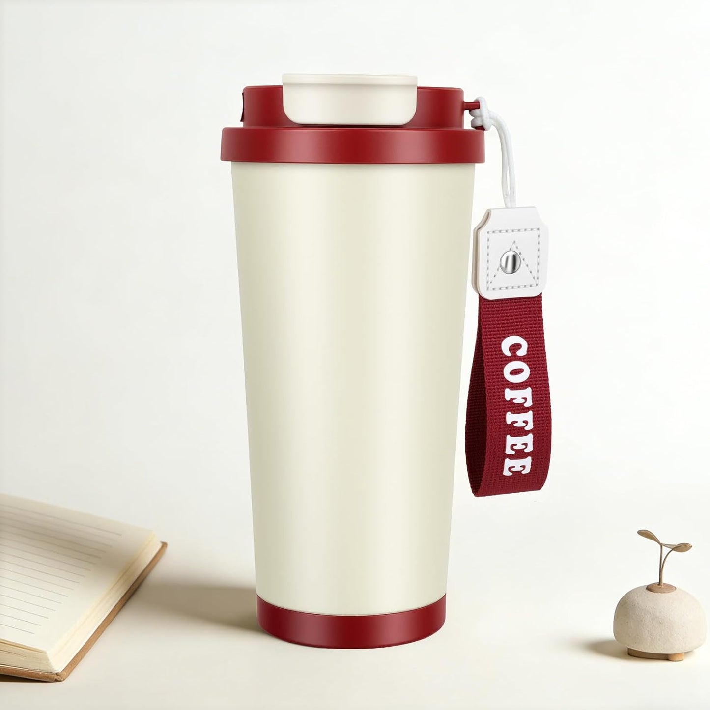 Black Insulated 316 Coffee Travel Mug Stainless Water Bottle 18oz | Versatile 2-in-1 Design,With Straw And Flip Lid With Carrying Rope,Large Capacity ,For Office School, Party ,Camping.