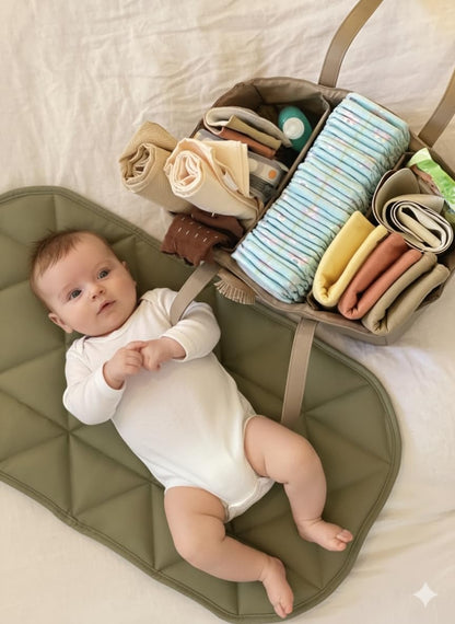 Faux Leather Baby Diaper Caddy Organizer in Tan - Changing Table and Car Caddy, Nursery Diaper Storage Basket for Diapers and Wipes