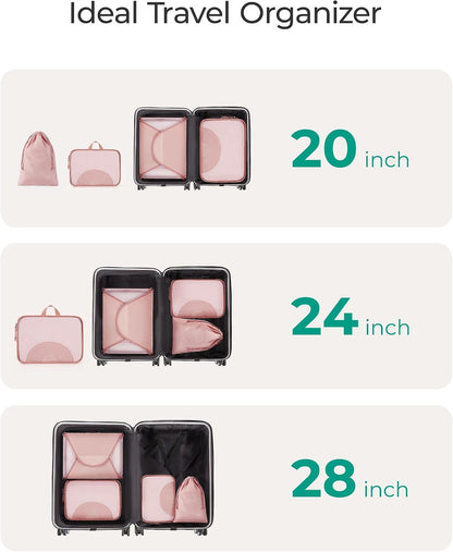 Garment Folder Packing Cubes for Travel, 4 Set Lightweight Travel Cubes for Wrinkle Free, Durable Suitcase Organizers Bag Set for Travel Essentials Baby Pink