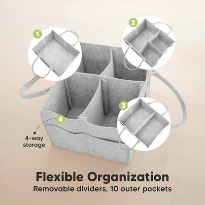Portable Diaper Changing Pad and Baby Diaper Caddy Organizer - Waterproof Foldable Baby Changing Mat - Large Baby Organizer for Nursery, Foldable Baby Diaper Clutch