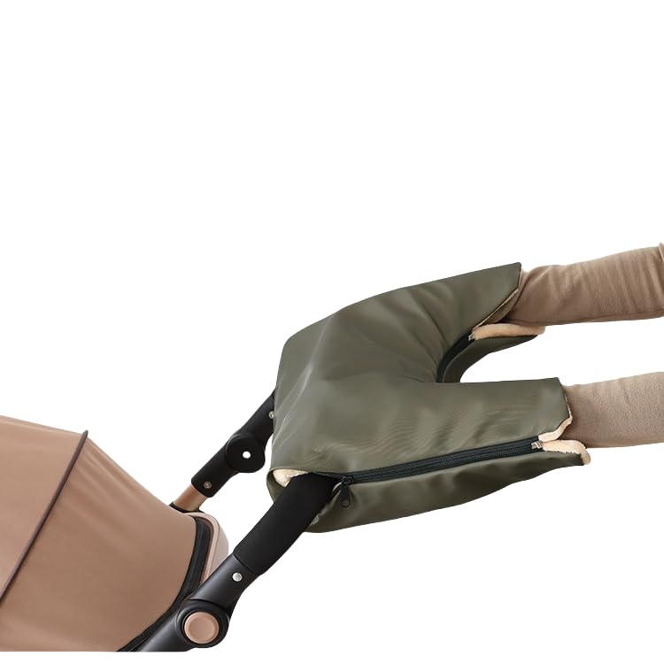 Winter Stroller Hand Muff, Waterproof Fleece Lined Pushchair Hand Warmer with 3-Side Zipper, Windproof Rainproof Pram Gloves, Universal Fit for One-Bar Handle Baby Stroller Parent Accessory