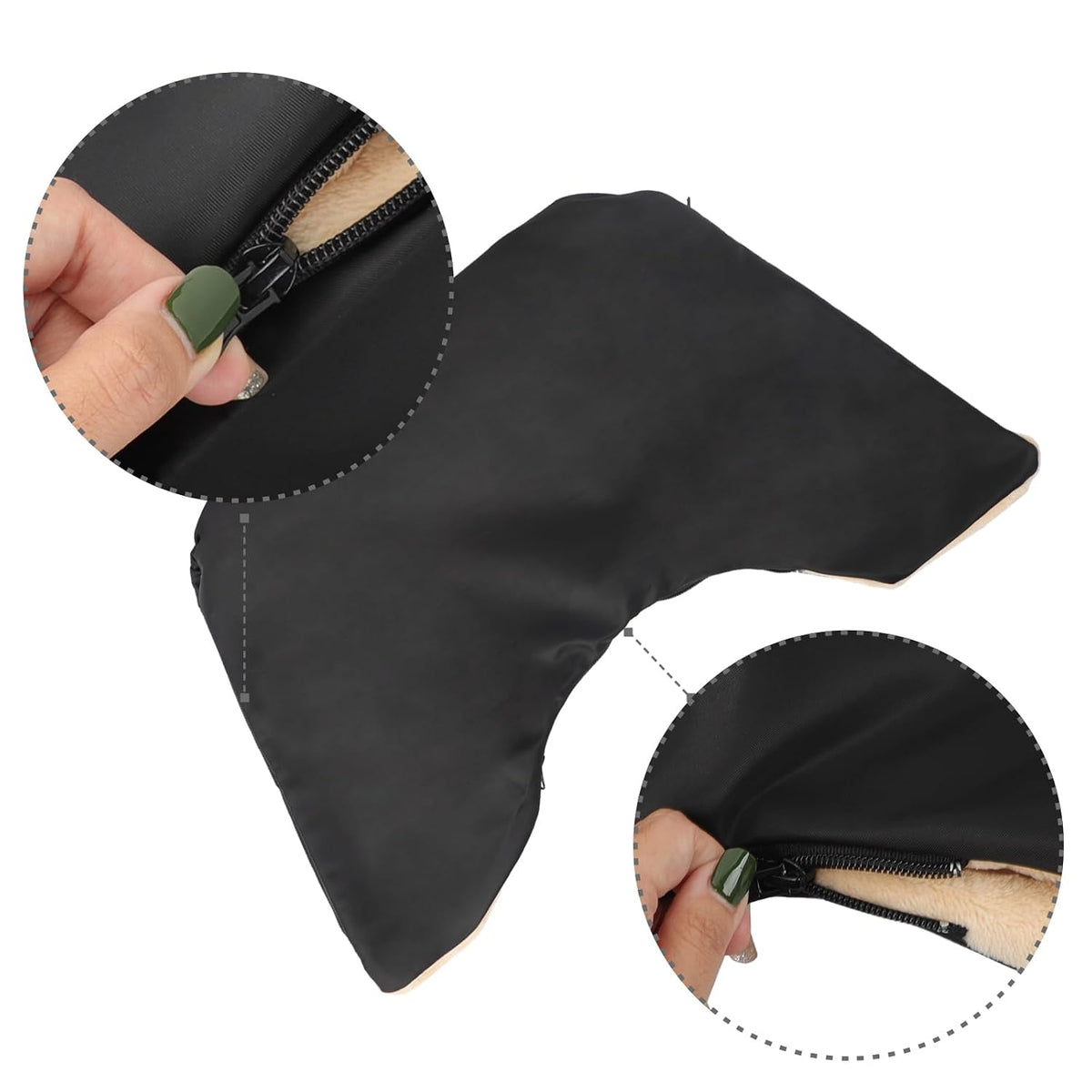Winter Stroller Hand Muff, Waterproof Fleece Lined Pushchair Hand Warmer with 3-Side Zipper, Windproof Rainproof Pram Gloves, Universal Fit for One-Bar Handle Baby Stroller Parent Accessory