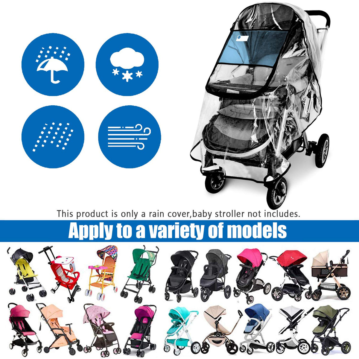 Stroller Rain Cover,Universal Stroller Accessory,Baby Travel Weather Shield