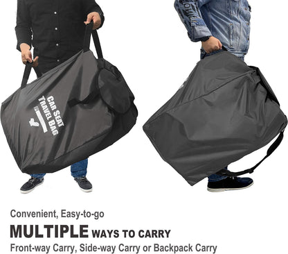 Car Seat Travel Bag for Air Travel - Profaster Airplane Carseat Gate Check Bag Backpack, Fold with Attached Carry Bag, Gray