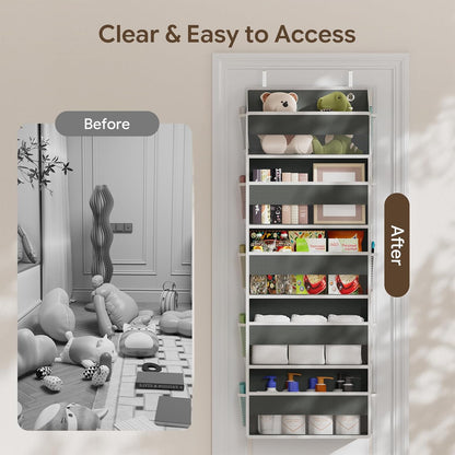 Over The Door Organizer with 10 Side Pockets, Dark Grey