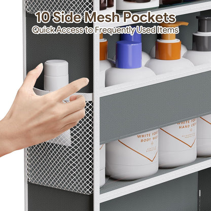 Over The Door Organizer with 10 Side Pockets, Dark Grey