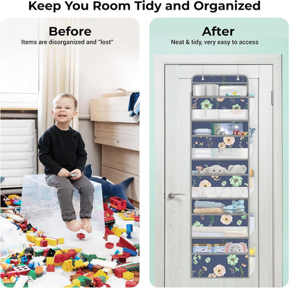 Over the Door Organizer Diaper Toy Nursery Hanging Shelf, Flower