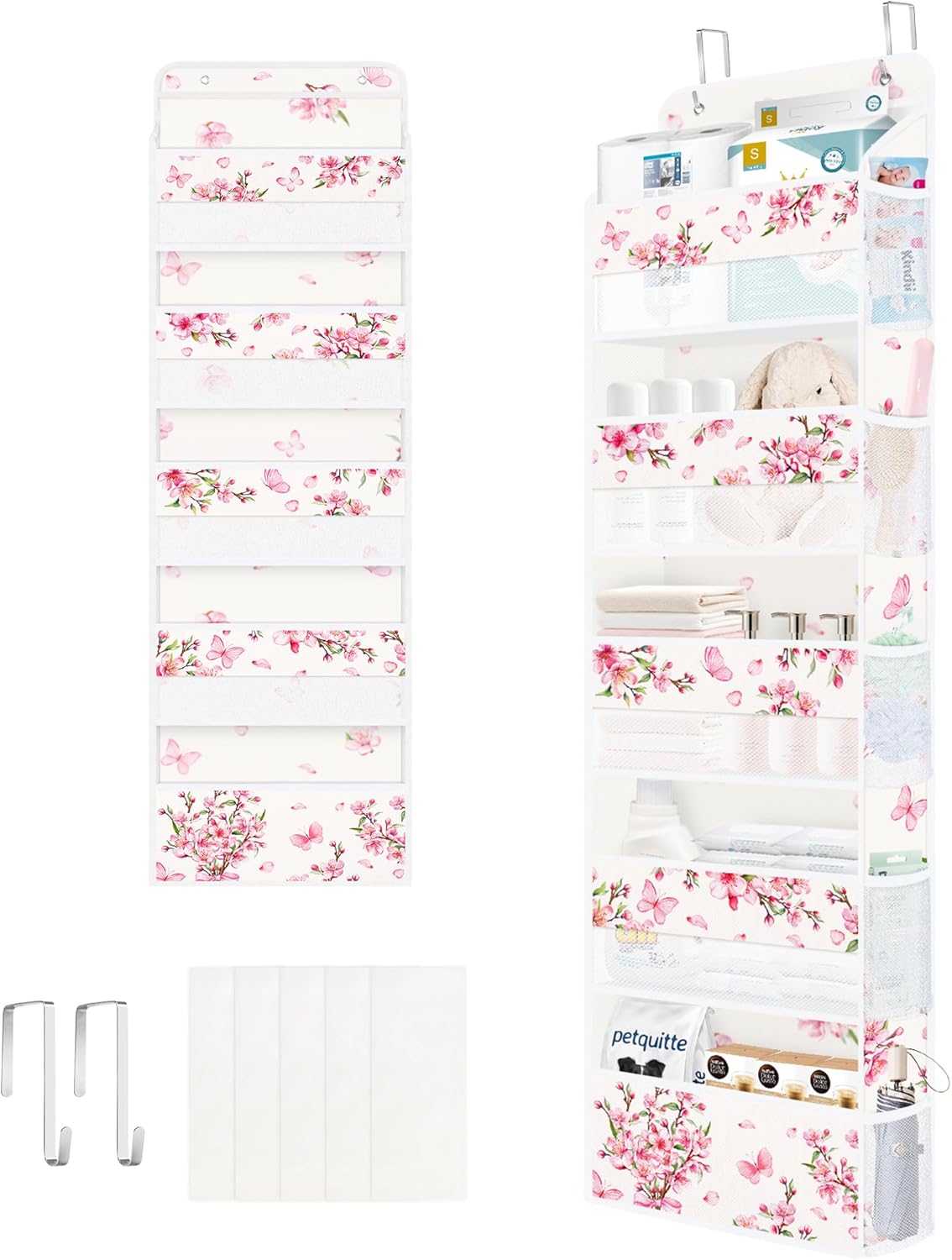 Over the Door Organizer Diaper Toy Nursery Hanging Shelf, Flower