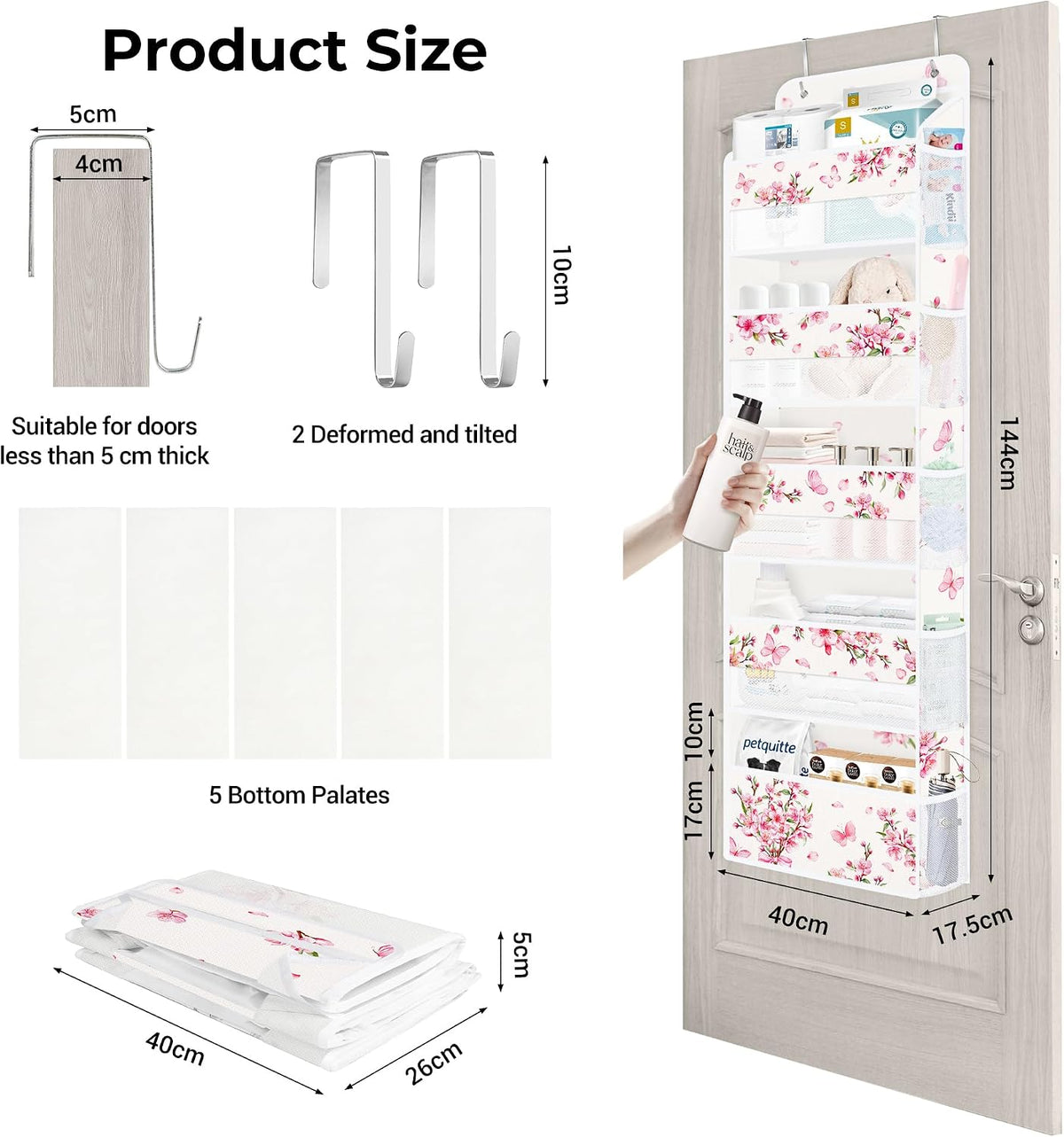 Over the Door Organizer Diaper Toy Nursery Hanging Shelf, Flower