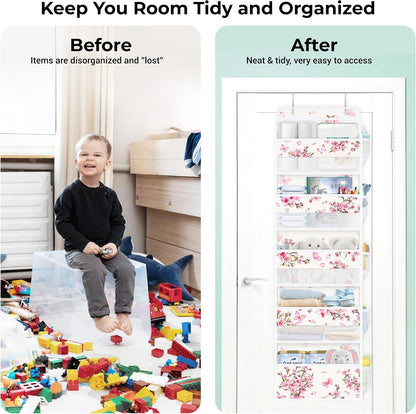 Over the Door Organizer Diaper Toy Nursery Hanging Shelf, Flower