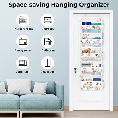 Over the Door Organizer Diaper Toy Nursery Hanging Shelf, Flower
